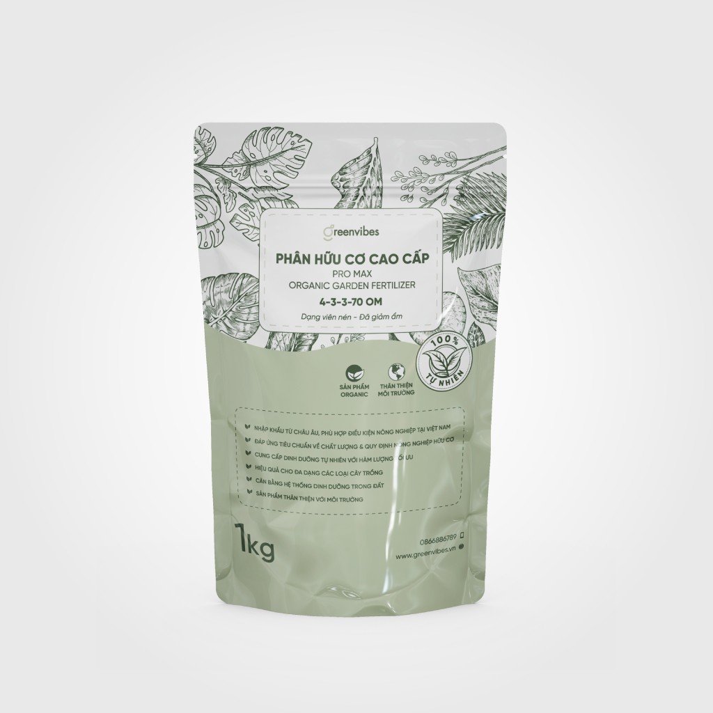 PHÂN BÓN HỮU CƠ CAO CẤP PRO MAX ORGANIC GARDEN FERTILIZER 4-3-3-70 OM (Dạng viên nén)