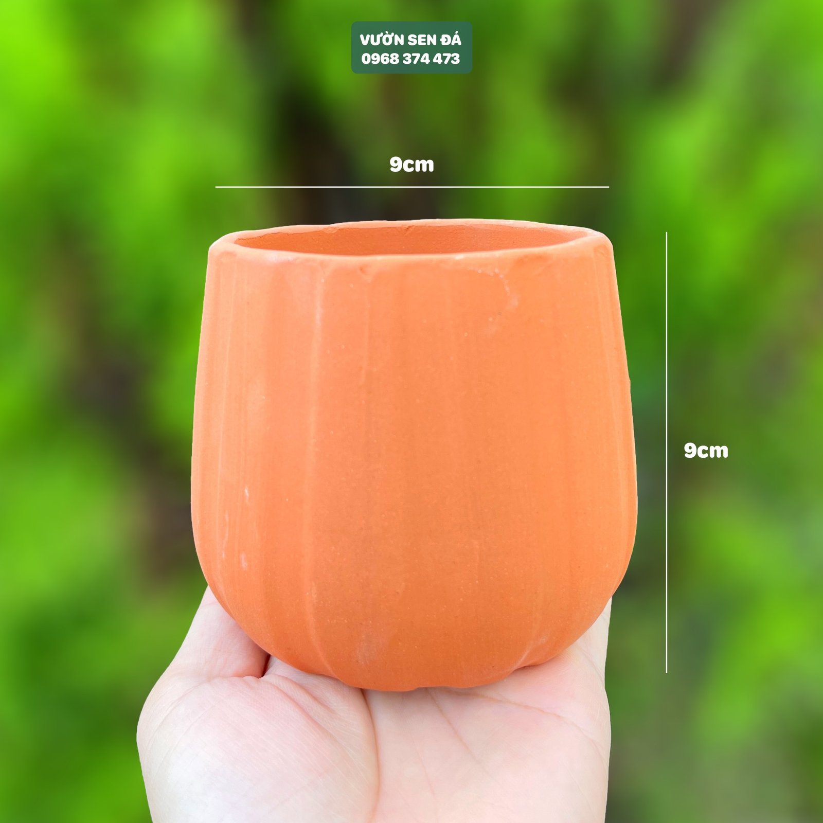Chậu đất nung đỏ sọc dọc 9x9cm