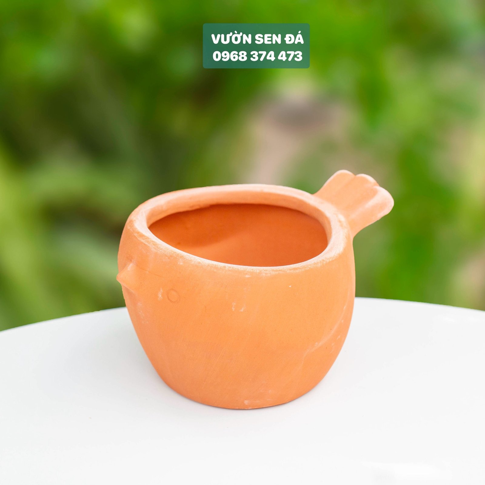 Chậu đất nung đỏ hình chim 14x7cm 3