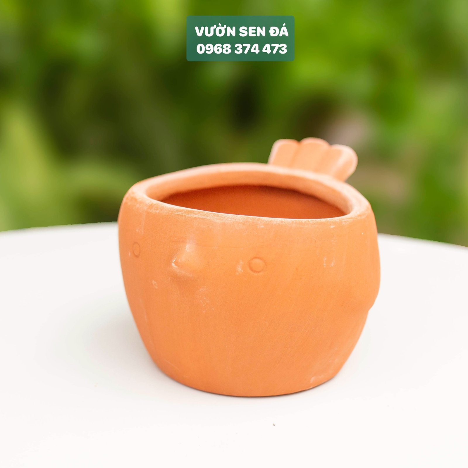 Chậu đất nung đỏ hình chim 14x7cm