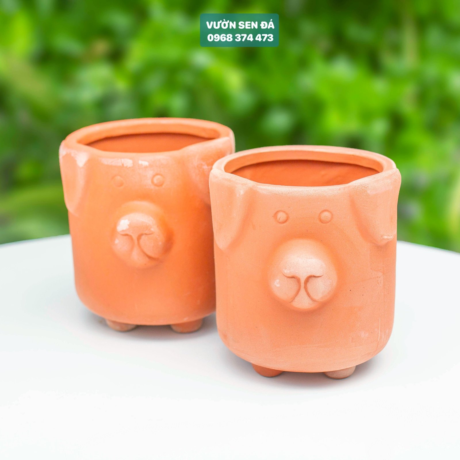 Chậu đất nung đỏ hình Chó 10x10cm