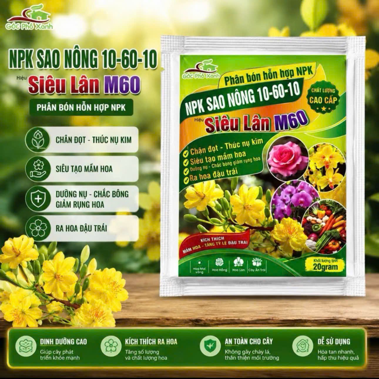 Phân bón NPK SAO NÔNG 10-60-10 – SIÊU LÂN M60 GÓI 20G 2