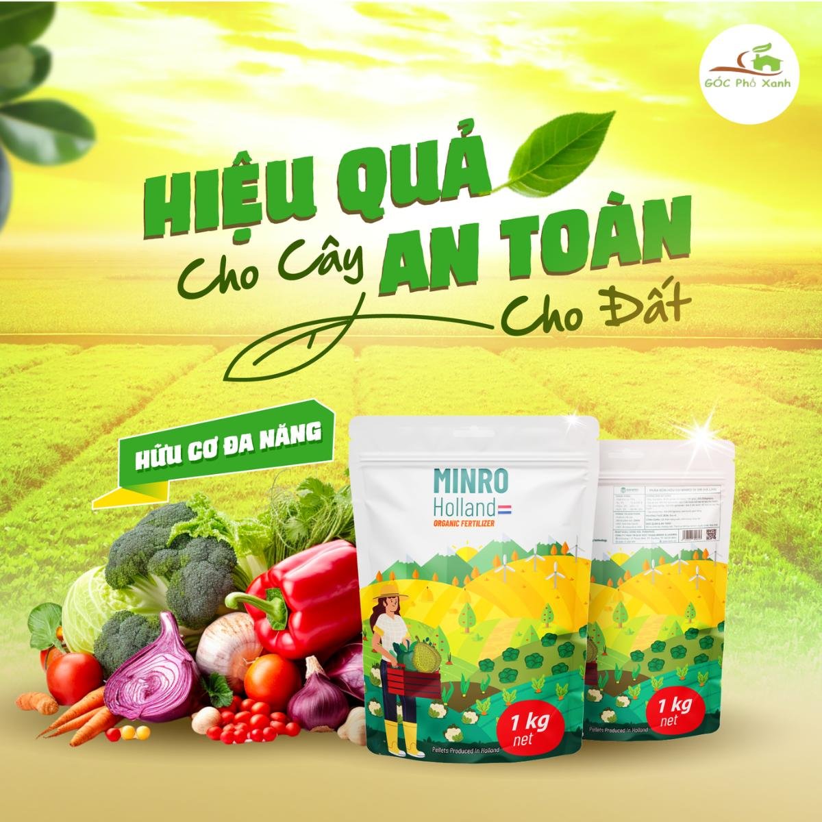 PHÂN BÓN HỮU CƠ MINRO HOLAND GÓI 1KG 3