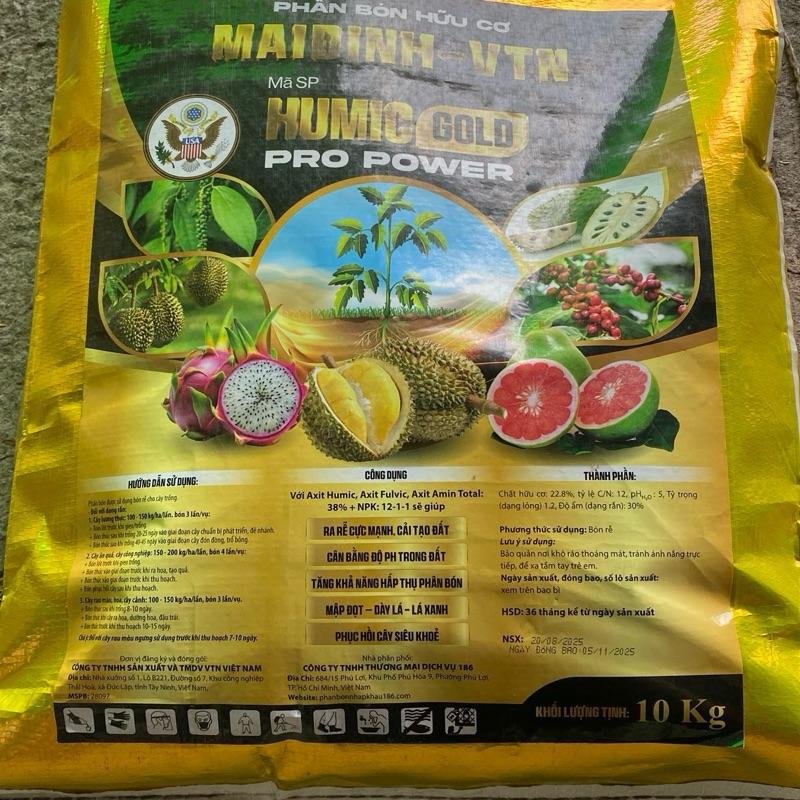 Phân hữu cơ Humic Gold Mai Dinh bao 10kg rải gốc bón lót bón thúc phục hồi cây 3
