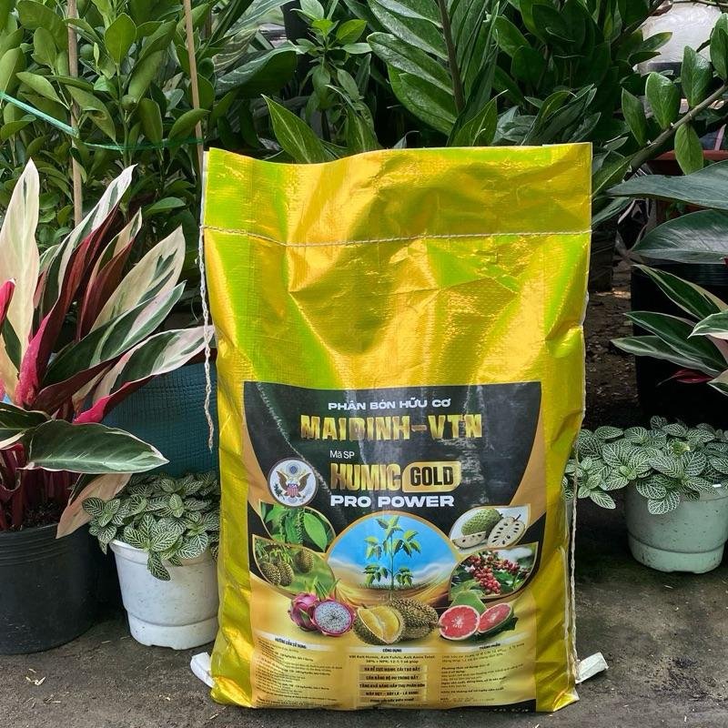 Phân hữu cơ Humic Gold Mai Dinh bao 10kg rải gốc bón lót bón thúc phục hồi cây