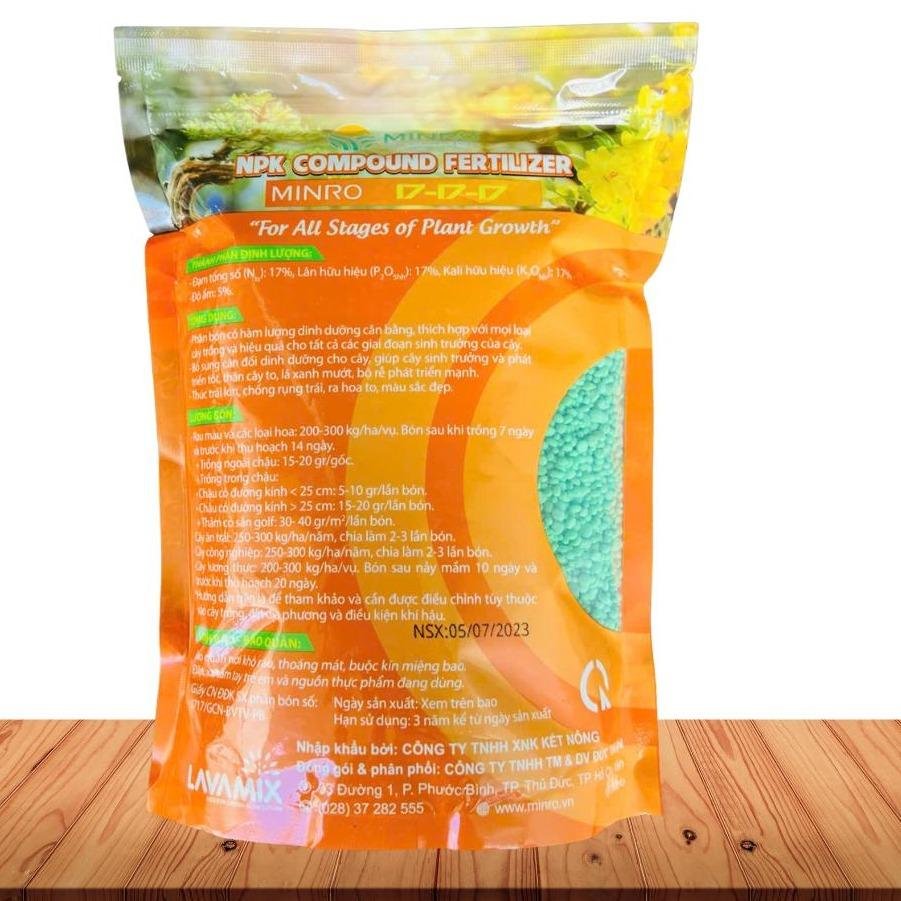 Phân NPK 17-17-17 Minro gói 1kg tạo nụ dưỡng nụ mai vàng hoa kiểng 2
