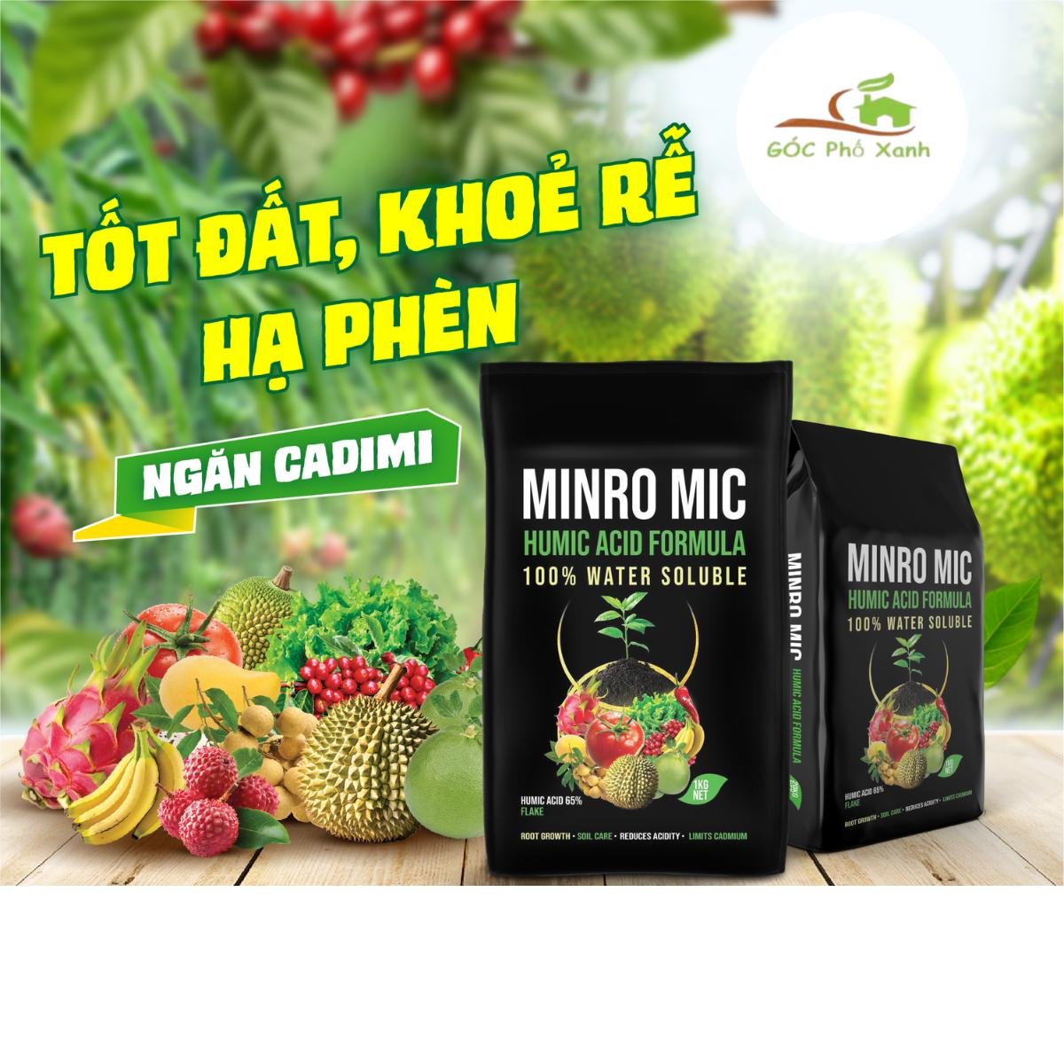 PHÂN BÓN HỮU CƠ MINRO MIC HUMIC ACID gói 500gam