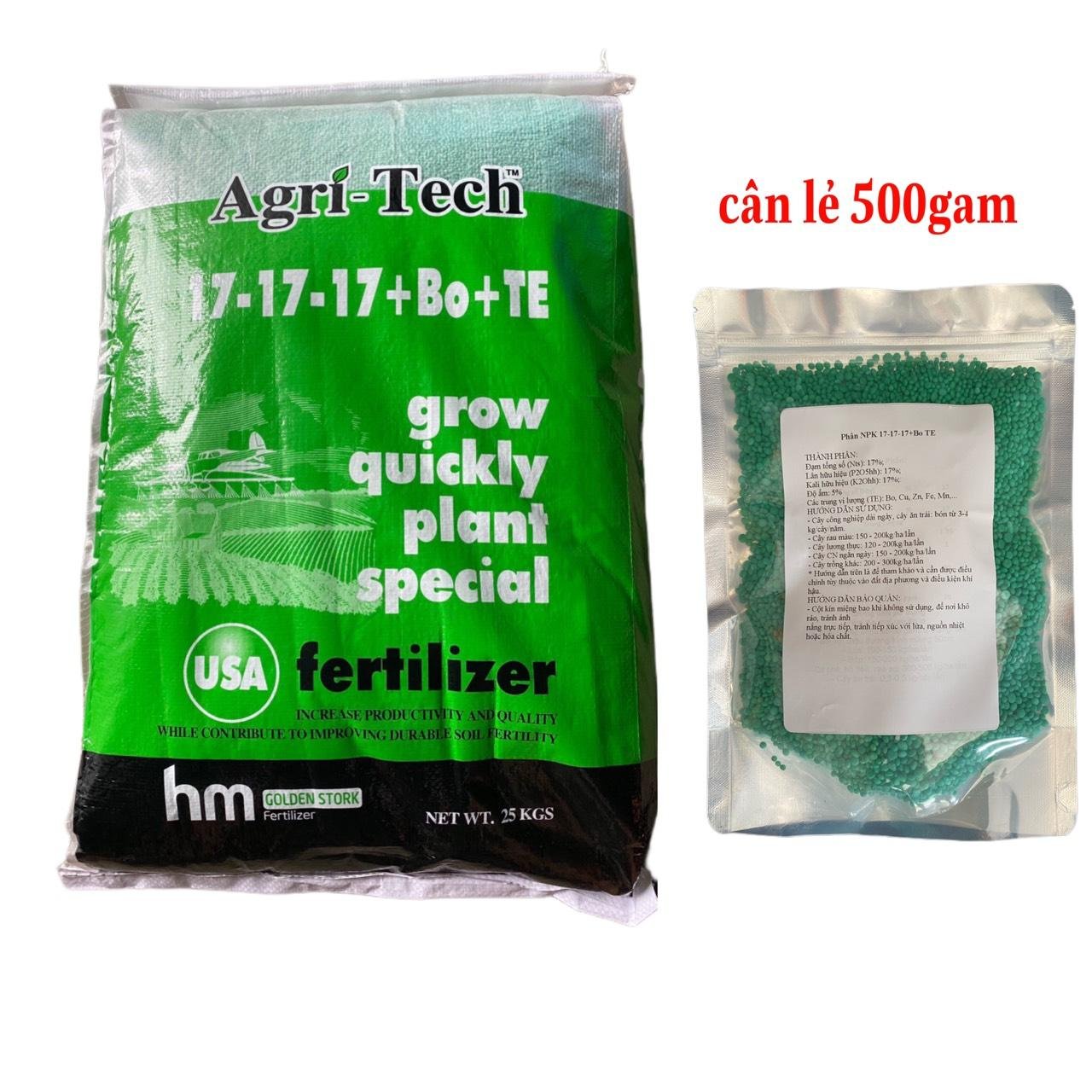 Phân bón NPK 17-17-17+BO TE Cân lẻ 500gam