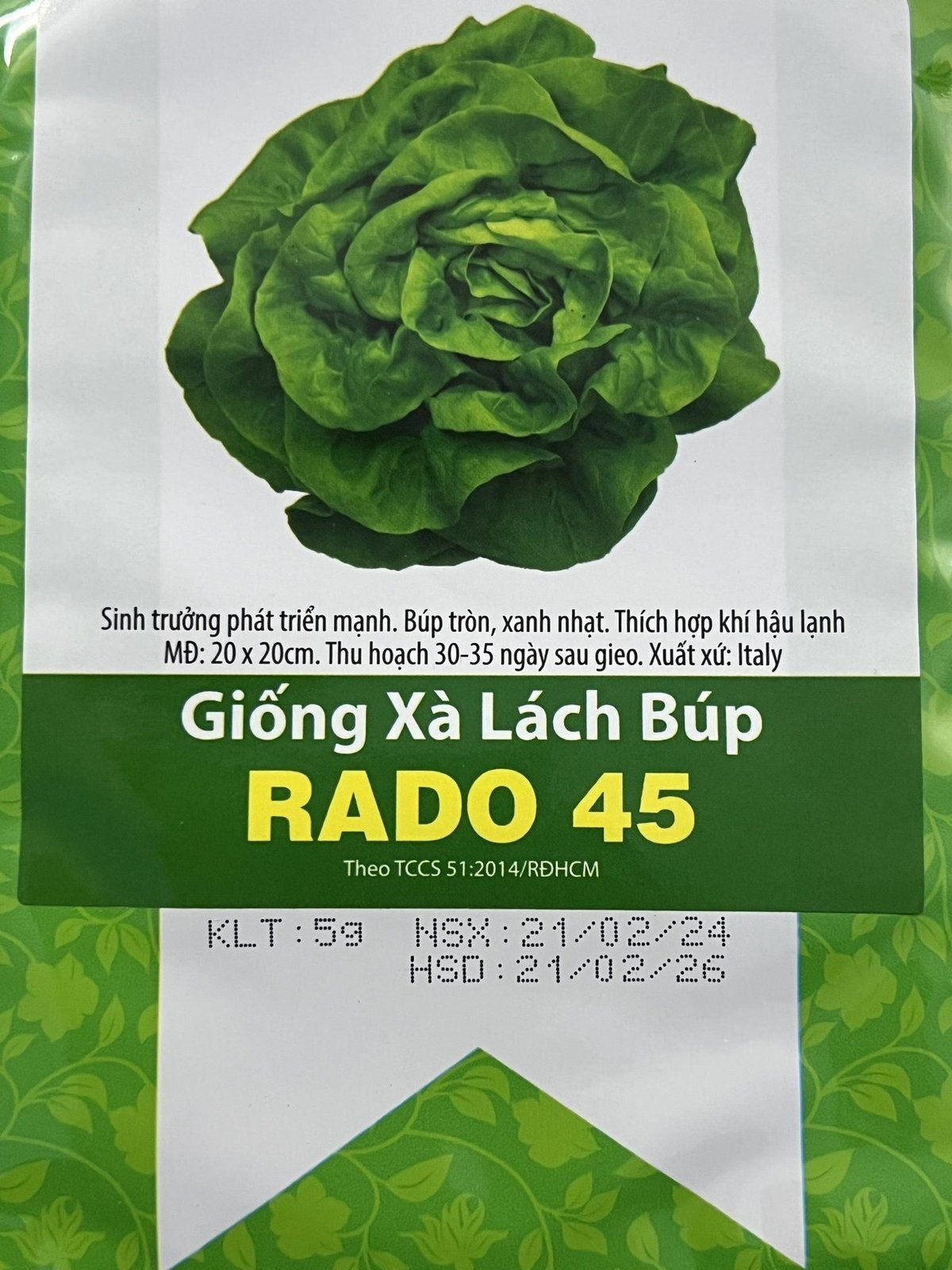 Hạt giống Xà lách búp gói 5gram