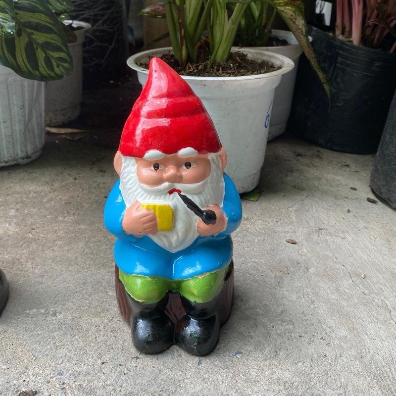 Tượng đất chú lùn cầm tẩu 19cm trang trí noel sân vườn 3