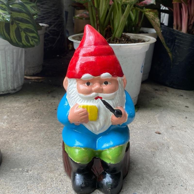Tượng đất chú lùn cầm tẩu 19cm trang trí noel sân vườn 2