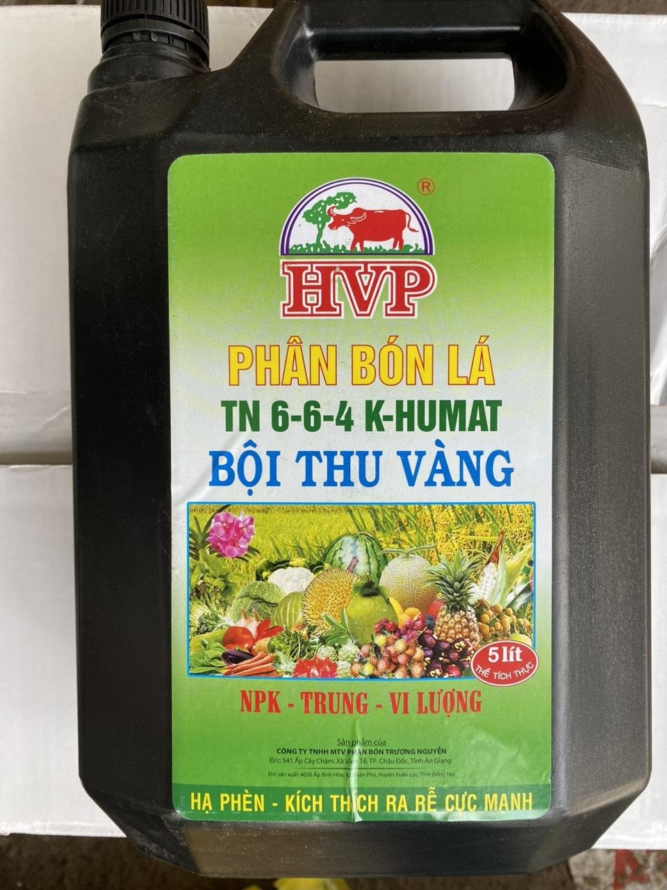 Phân bón 6-6-4 K-Humat Bội thu vàng can 5 lít