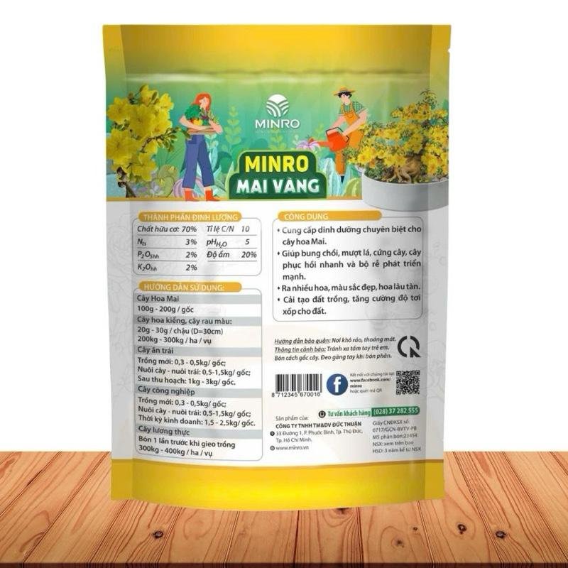 Phân hữu cơ chuyên mai vàng Minro gói 1kg 2