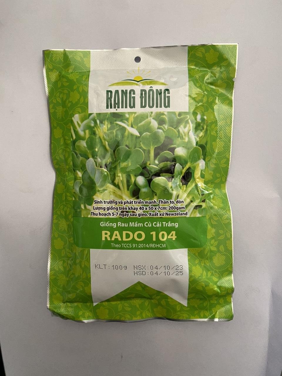 Hạt giống rau mầm củ cải trắng 50gram Rạng Đông 3