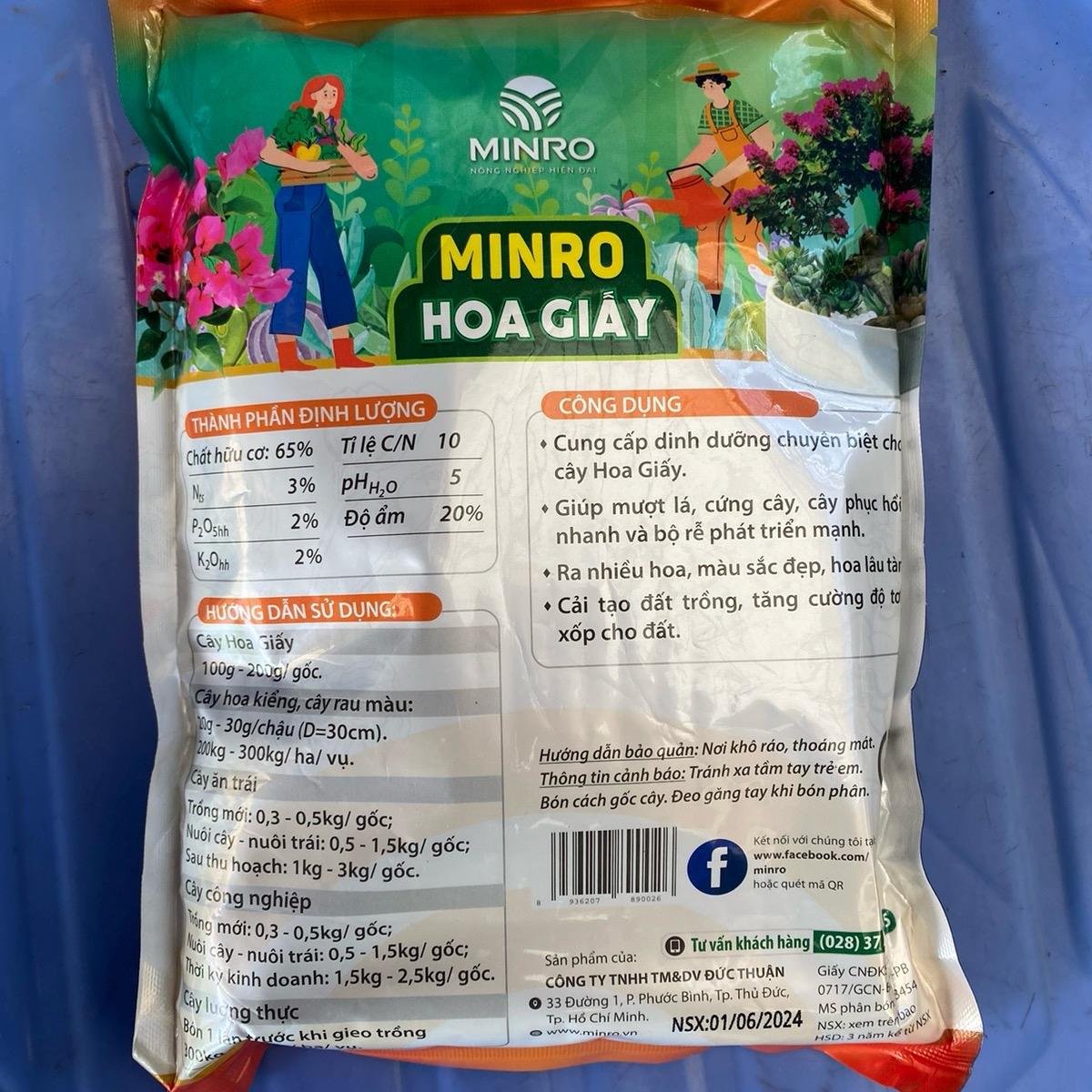 Phân hữu cơ chuyên Hoa giấy Minro gói 1kg cây xanh tốt hoa nhiều 3