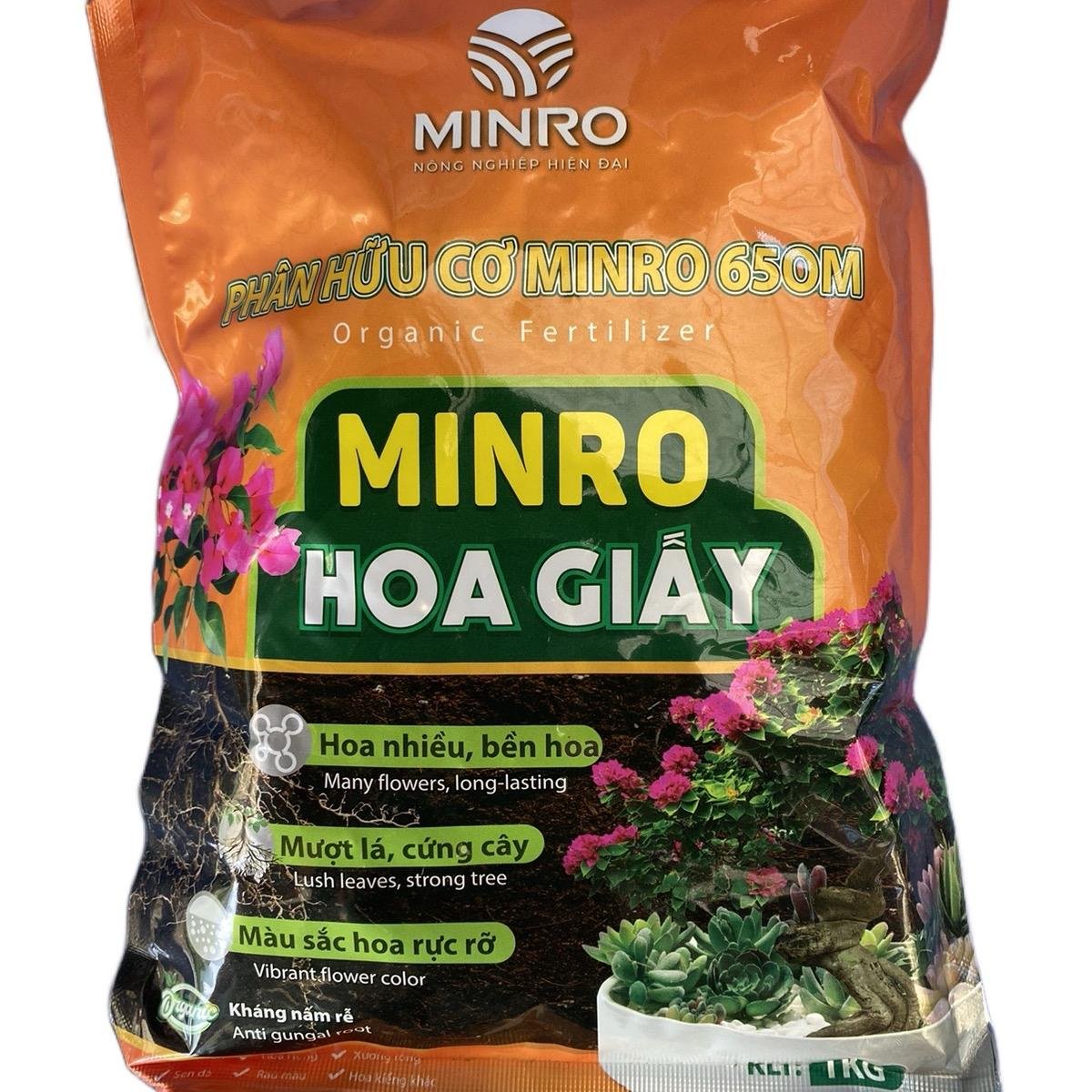 Phân hữu cơ chuyên Hoa giấy Minro gói 1kg cây xanh tốt hoa nhiều