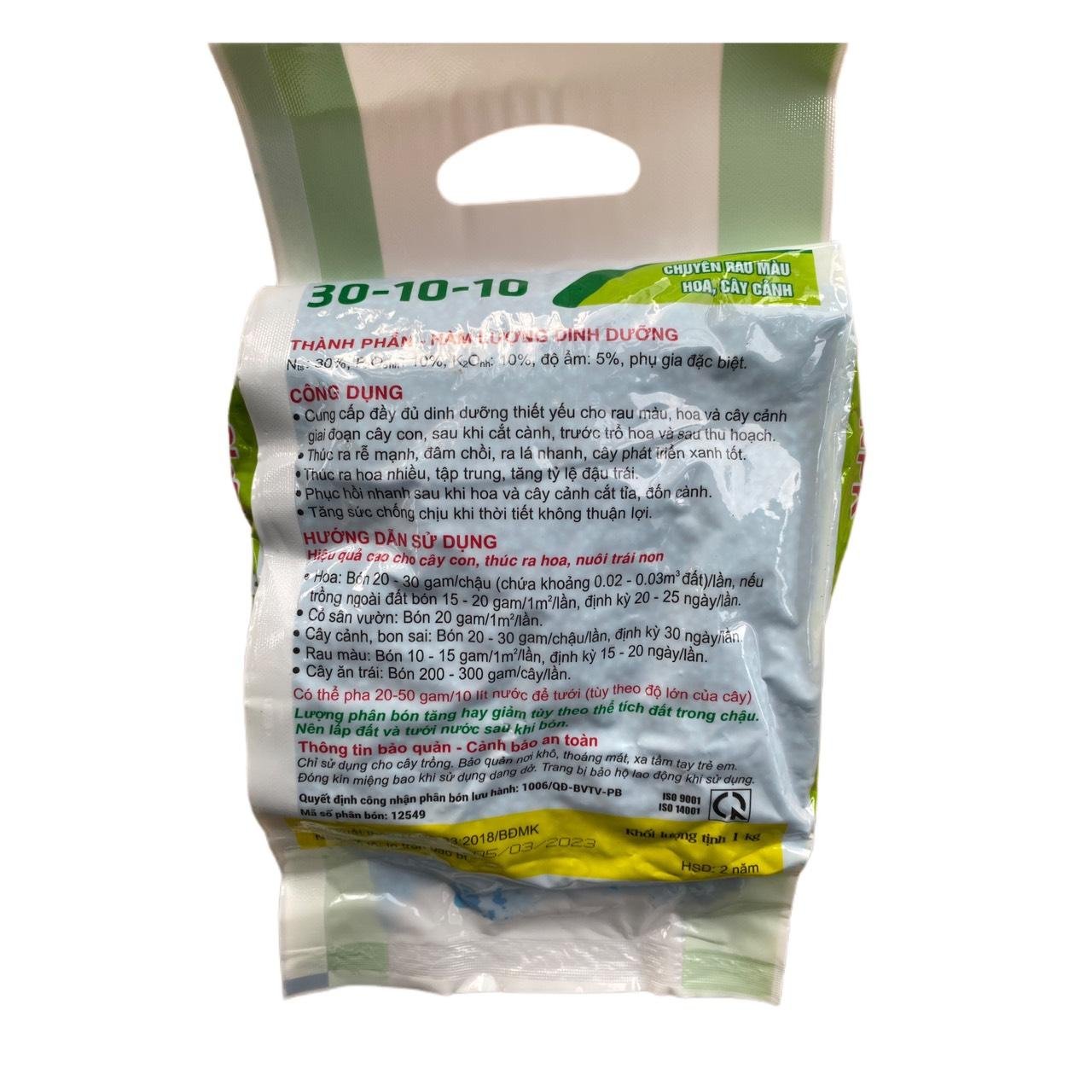 Phân bón NPK 30-10-10 1KG Đầu trâu Bình Điền giúp cây đâm chồi xanh lá mập cành 2