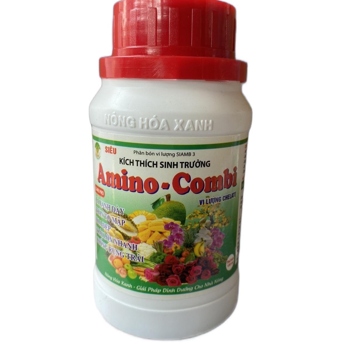 Phân bón Vi lượng Amino Combi chai 250ml lá xanh, dày, thân to, hoa đẹp