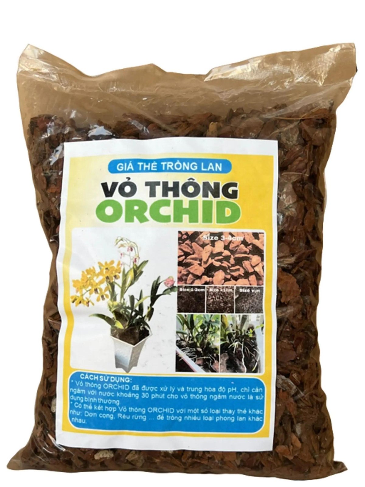 Giá thể vỏ thông trồng lan đã qua xử lý gói 1kg
