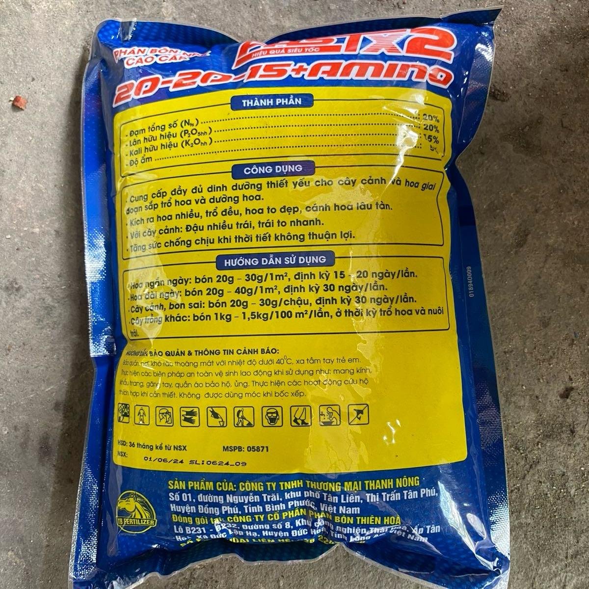 PHÂN NPK 20-20-15 gói 1kg cây xanh lá mập thân ra hoa nhiều nuôi trái to 3