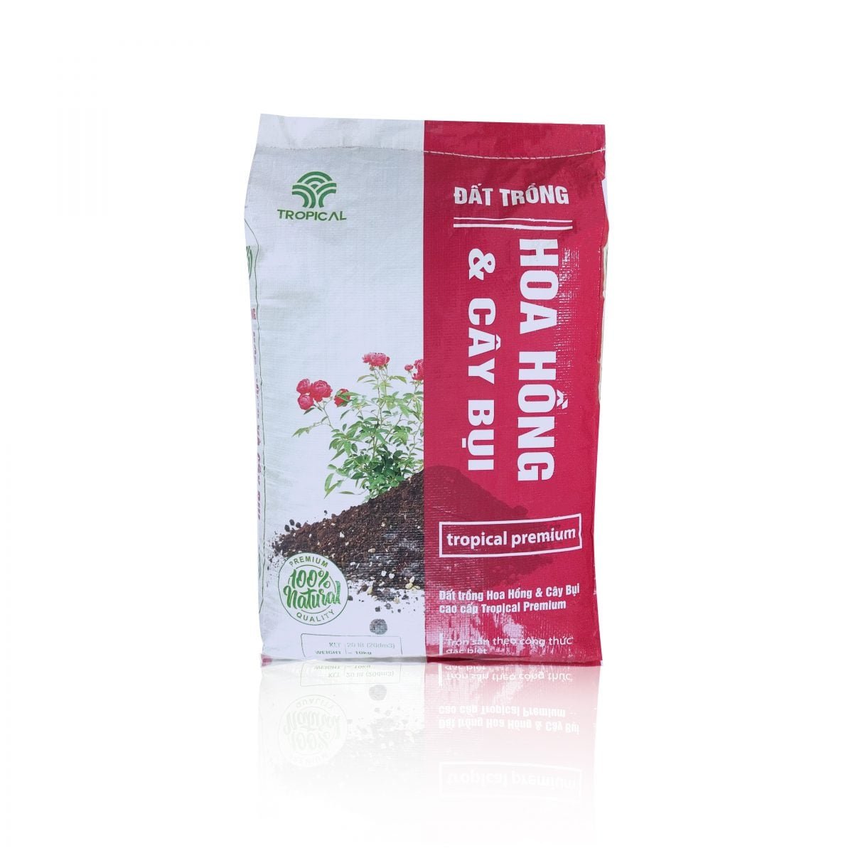 Đất trồng hoa hồng và cây bụi Tropical Premium Bao 20dm3 Nặng 8-10kg tuỳ độ ẩm