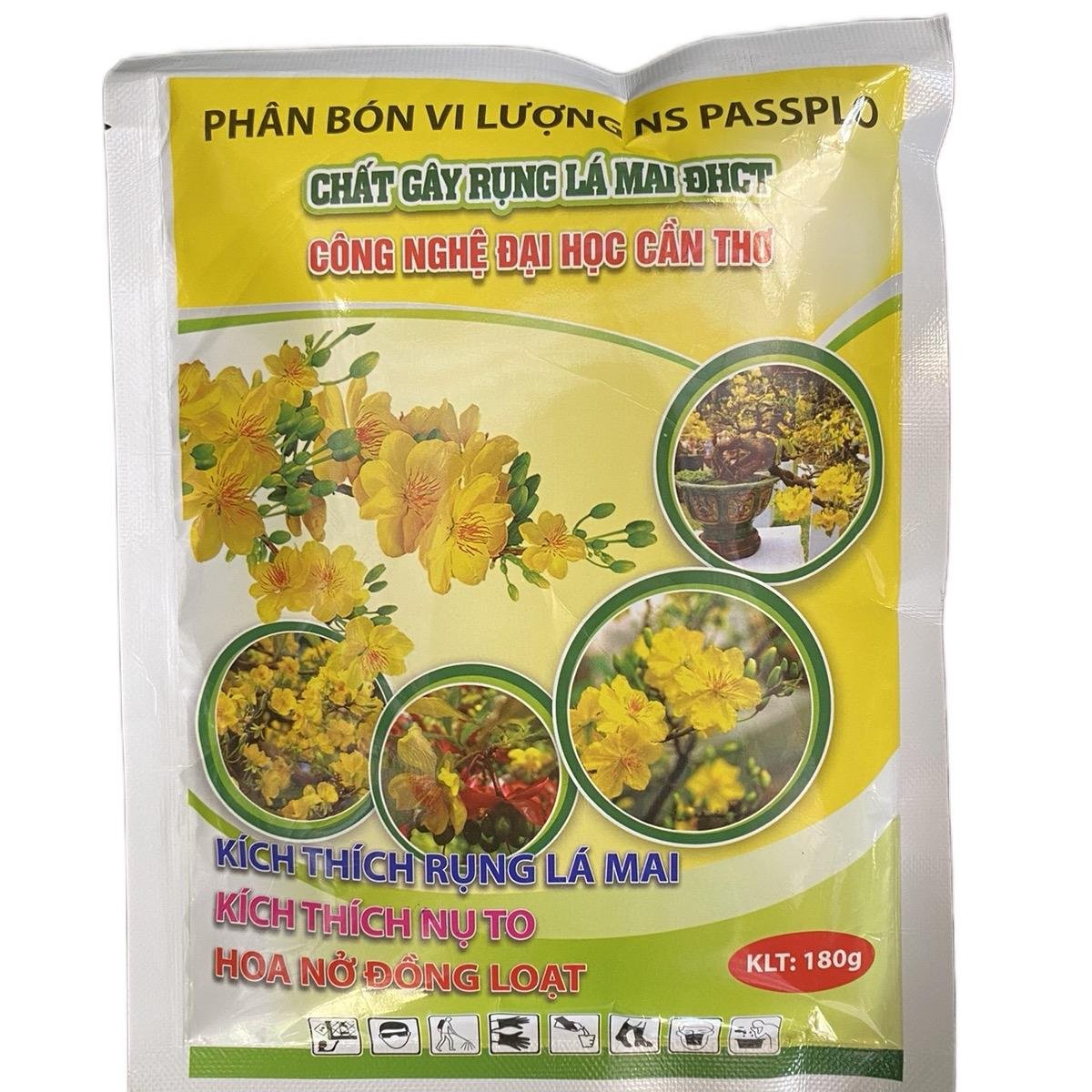 Phân bón vi lượng Chất gây rụng lá Mai vàng ĐHCT gói 180gam pha 10 lít nước