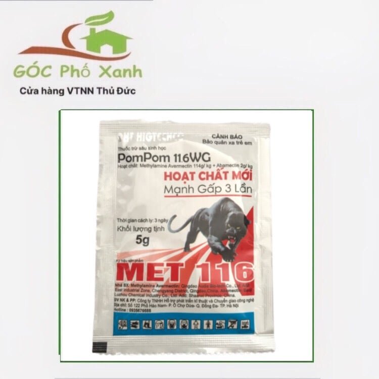 Thuốc Trừ sinh học PomPom 11.6WG Met 116 gói 5gram Trừ sâu cuốn lá bọ trĩ