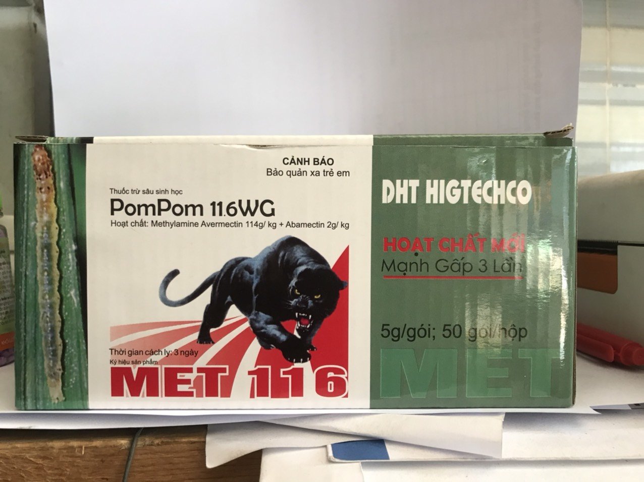 Thuốc Trừ sinh học PomPom 11.6WG Met 116 gói 5gram Trừ sâu cuốn lá bọ trĩ 3