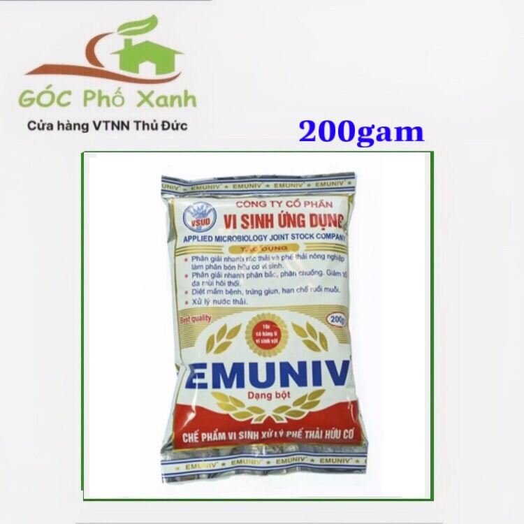 Chế phẩm vi sinh hữu hiệu Emuniv Giúp phân giải nhanh các chất hữu cơ và xác bã động vật gói 200gram