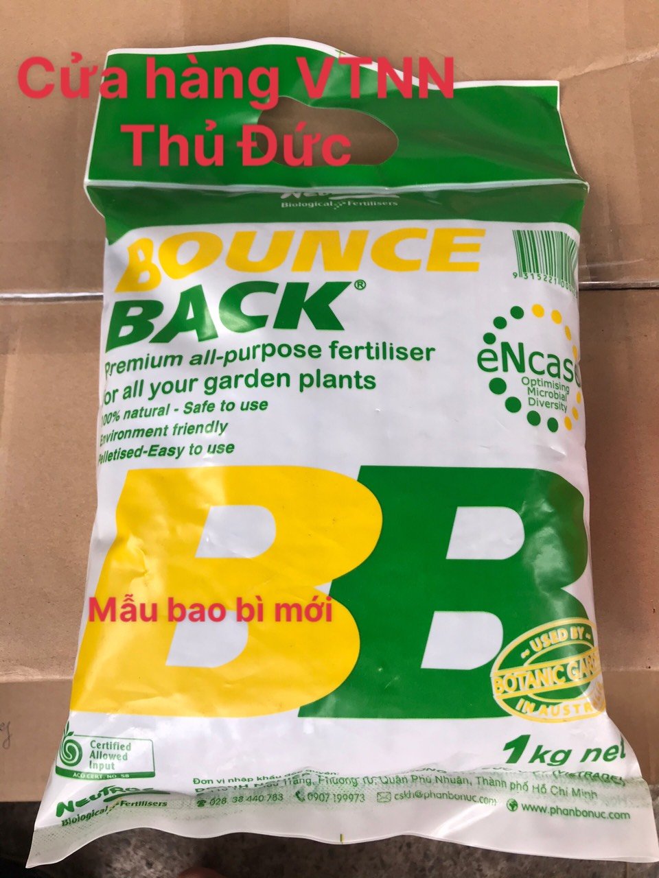 Phân hữu cơ Úc dạng viên Bounce Back 1kg 2