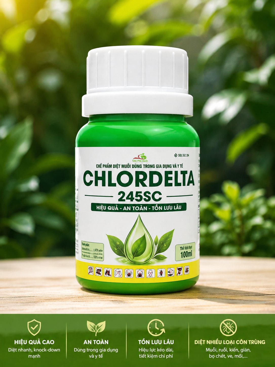 Thuốc trừ muỗi CHLORDELTA 245SC – CHẾ PHẨM KIỂM SOÁT MUỖI VÀ CÔN TRÙNG | CHAI 100ML