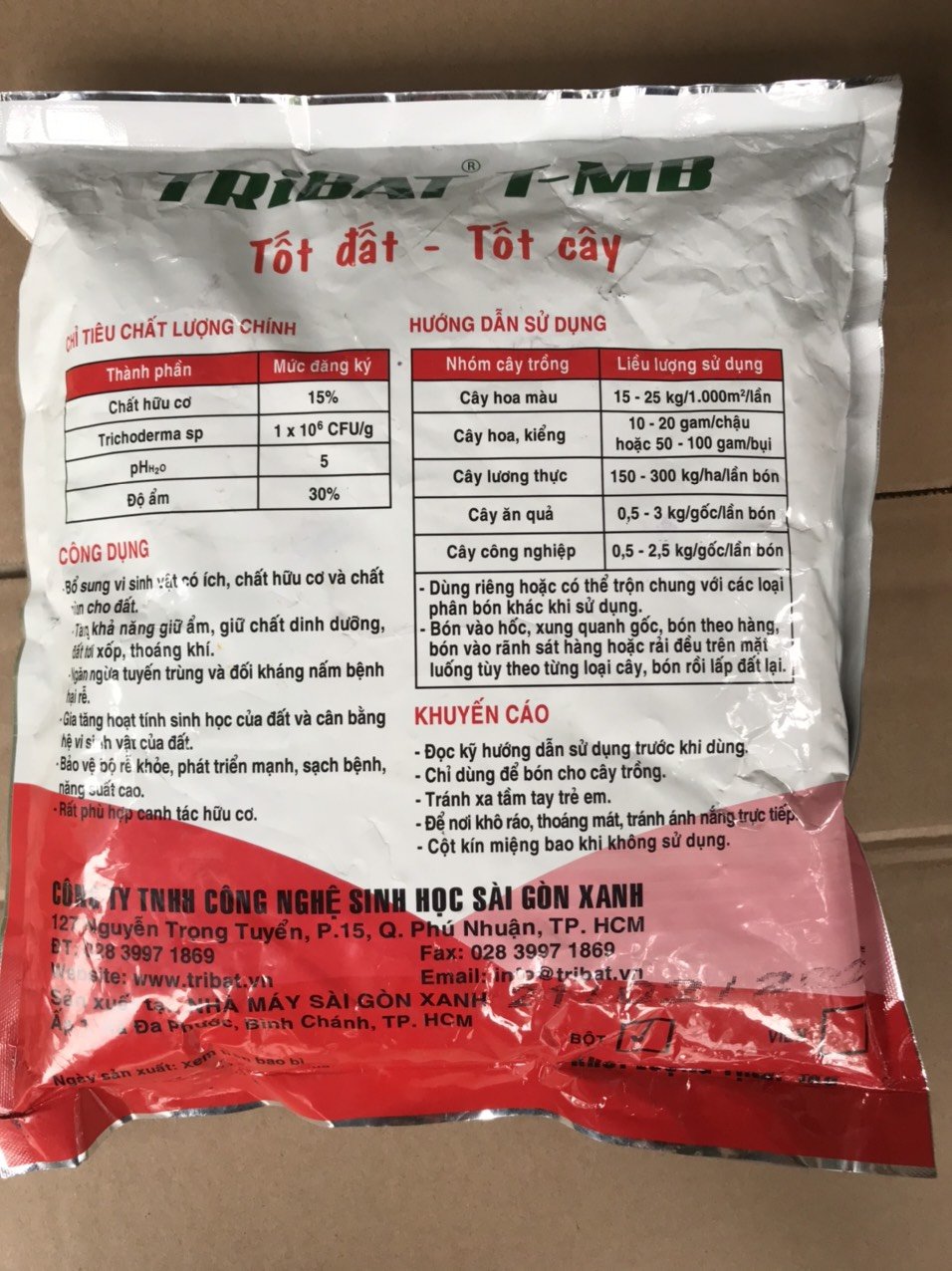 Phân hữu cơ vi sinh Tribat Bột gói 1kg 2
