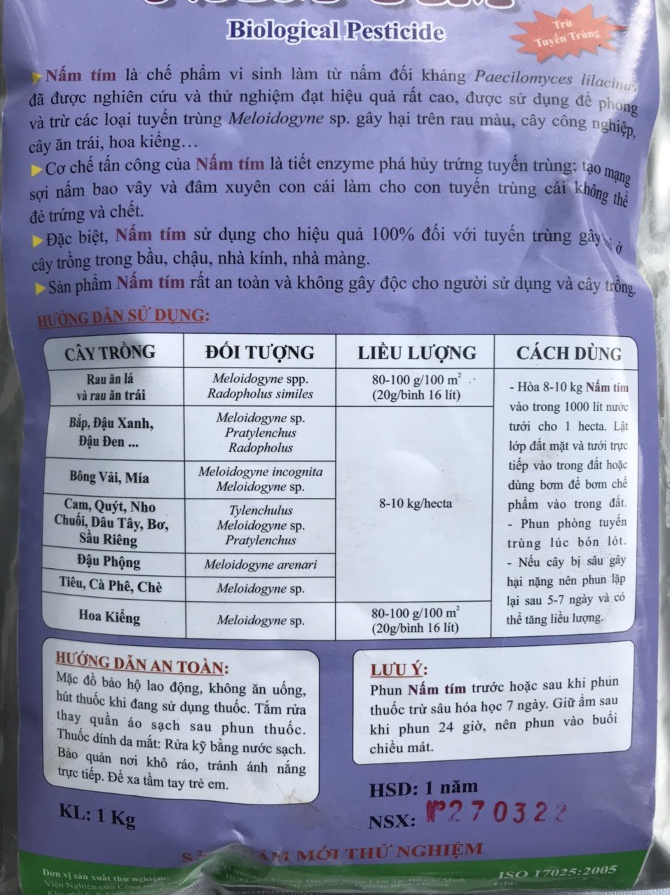 Chế phẩm sinh học Nấm Tím trừ tuyến trùng 1kg 2