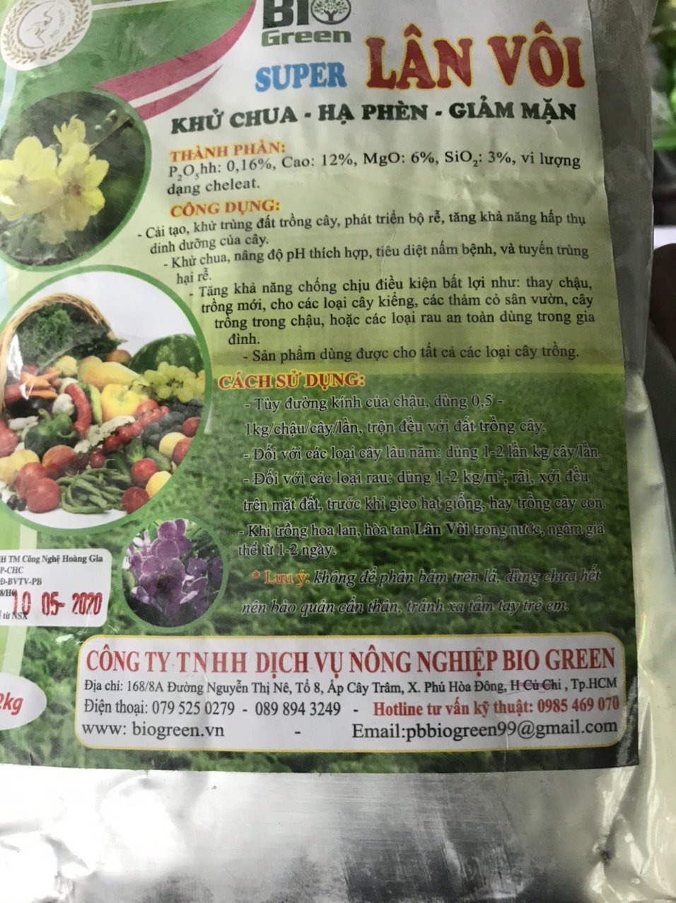 Vôi trồng cây gói 2kg 2