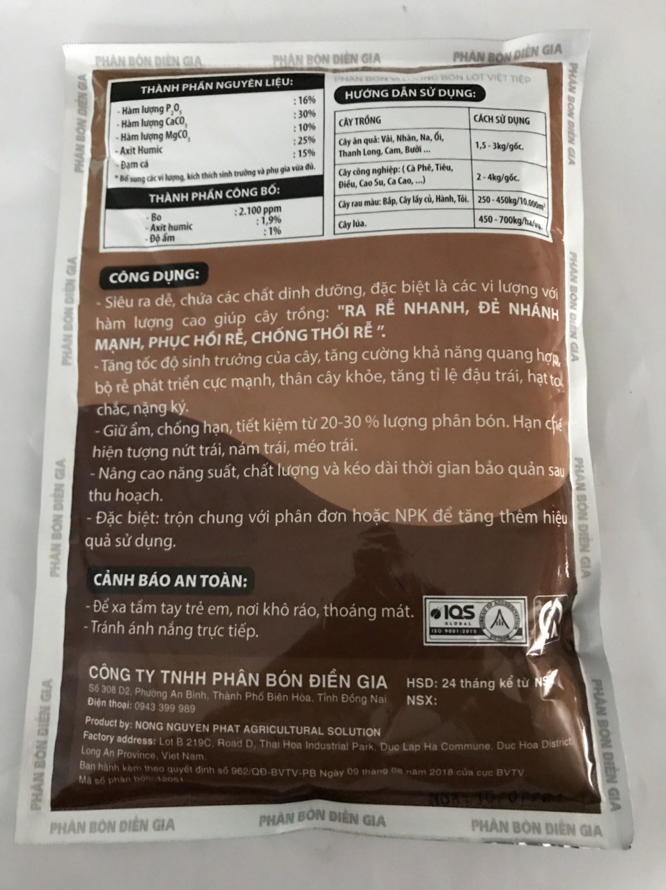 Phân bón Lân Humic Magie + Zn 1kg 3