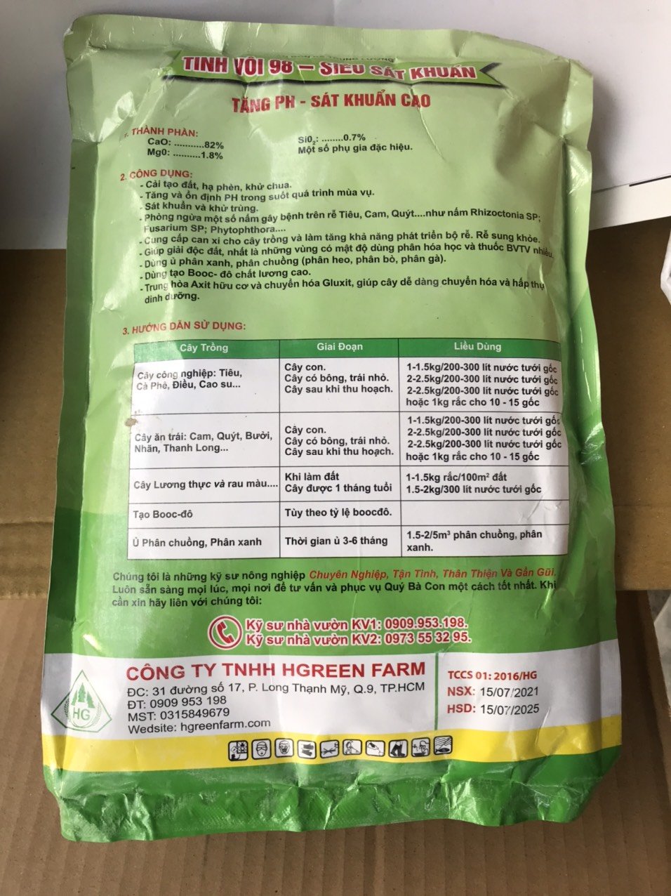Tinh vôi 98 vôi sát khuẩn khử trùng đất gói 1kg 2