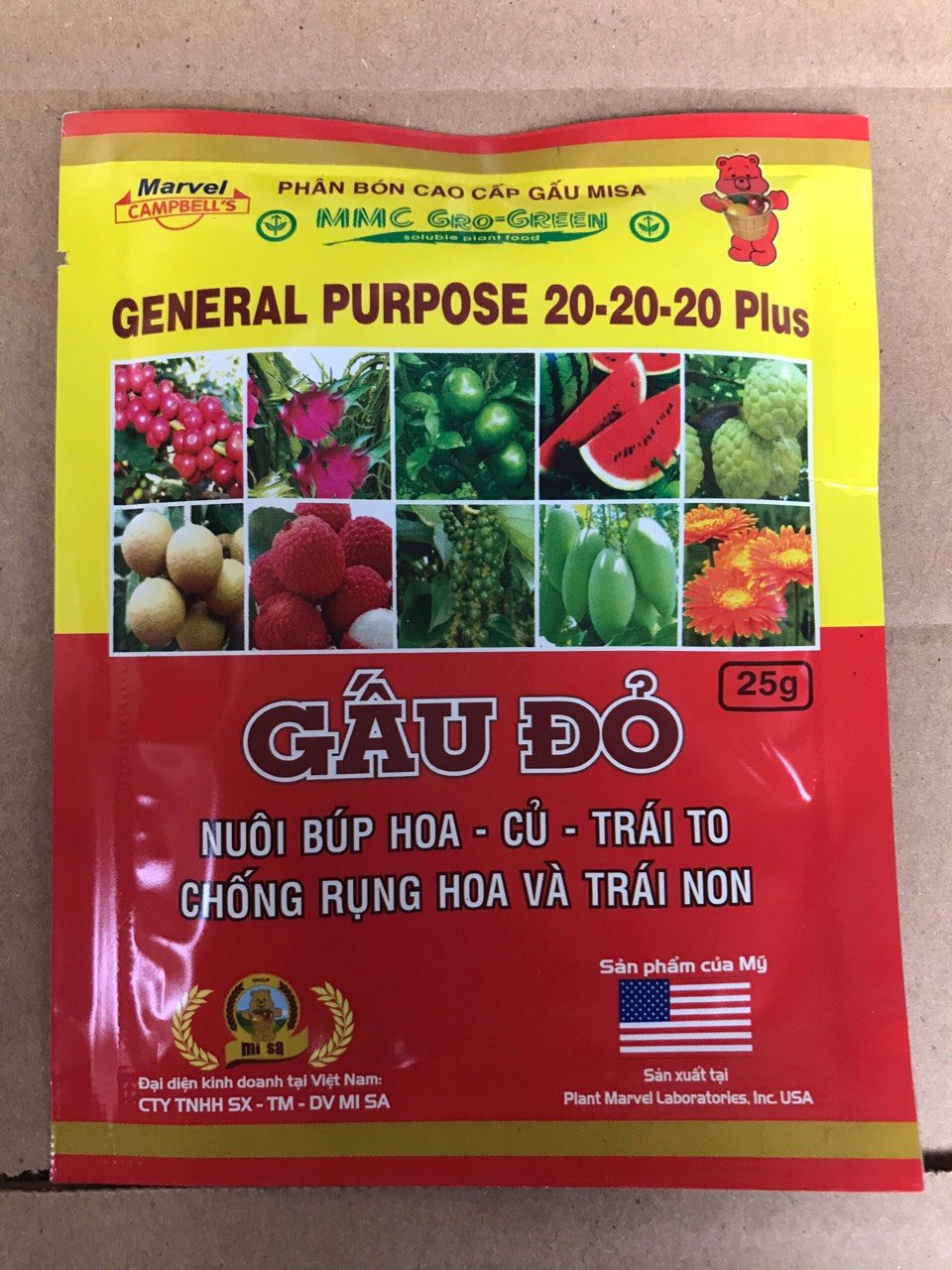 Phân bón lá dưỡng hoa nuôi trái chống rụng hoa trái non GẤU ĐỎ 25gram 3