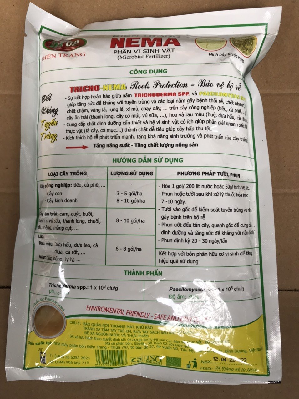Phân vi sinh vật Điền Trang Tricho NEMA 500g 3