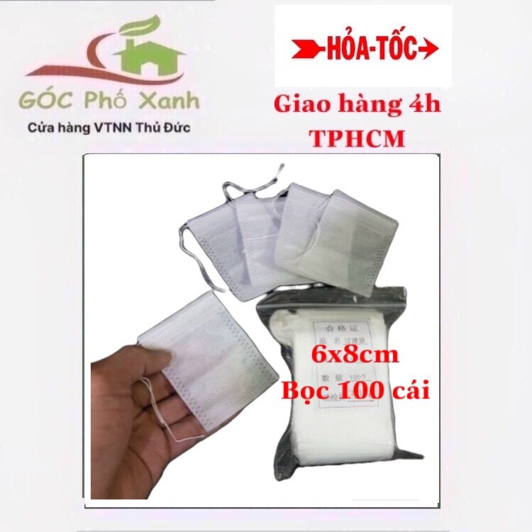 Túi Lọc Trà Đựng Phân Tan Chậm bọc 100 cái 6x8cm