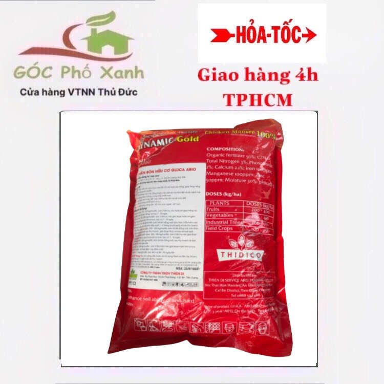 PHÂN BÓN HỮU CƠ DYNAMIC GOLD  PHÂN GÀ NHẬT gói 1kg 2