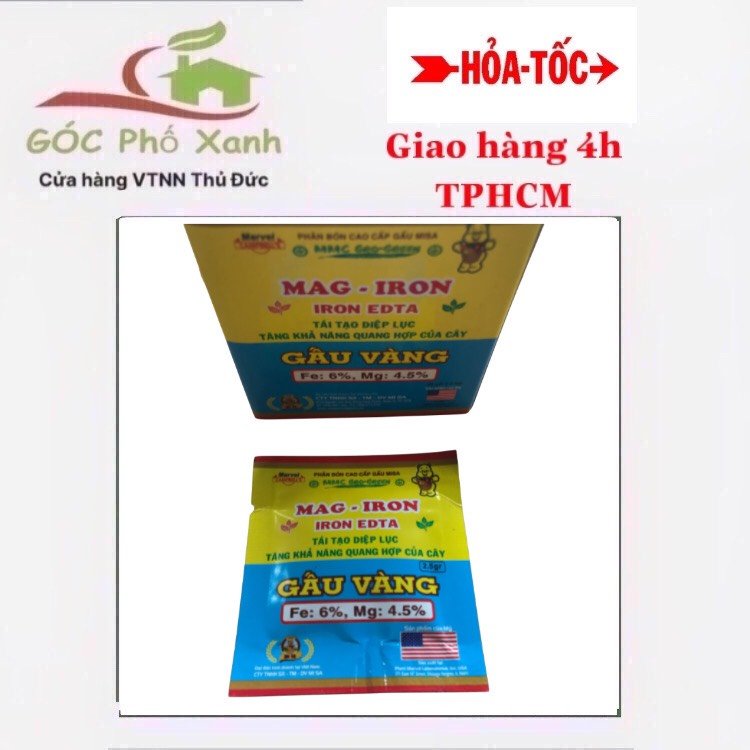 Phân bón lá GẤU VÀNG SẮT MAGIE BIẾN VÀNG THÀNH XANH Gói 2,5gam 3
