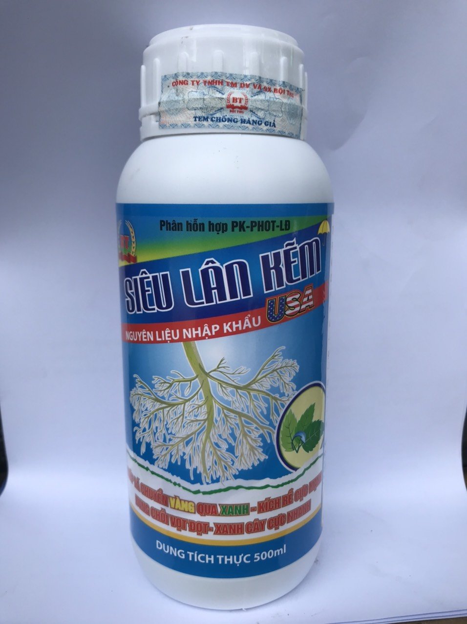 Phân bón Siêu Lân Kẽm USA biến vàng thành xanh chai 500ml 3