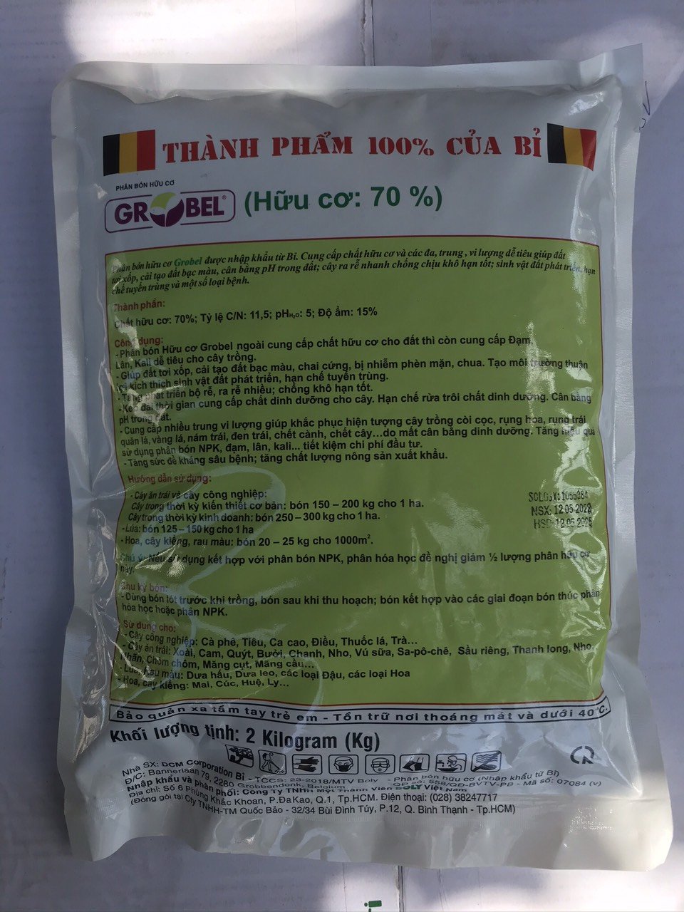 Phân hữu cơ Bỉ Grobel gói 2kg 3