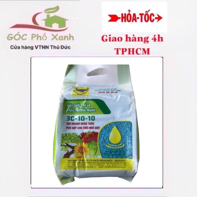 Phân NPK 30-10-10 TAN NHANH nảy chồi ra lá bung đọt mạnh gói 1kg