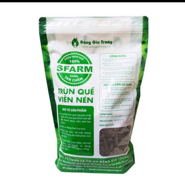 Phân trùn quế viên nén Sfarm gói 1kg 3