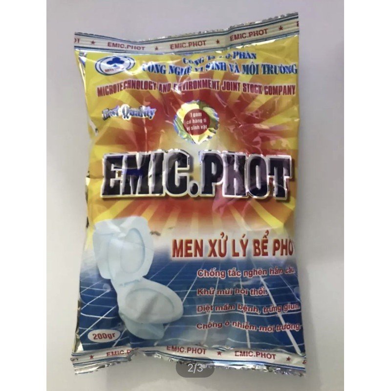 Chế phẩm xử lý bể phốt, hầm cầu Emic.phot gói 200gram 2