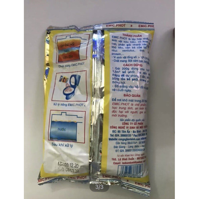 Chế phẩm xử lý bể phốt, hầm cầu Emic.phot gói 200gram 3