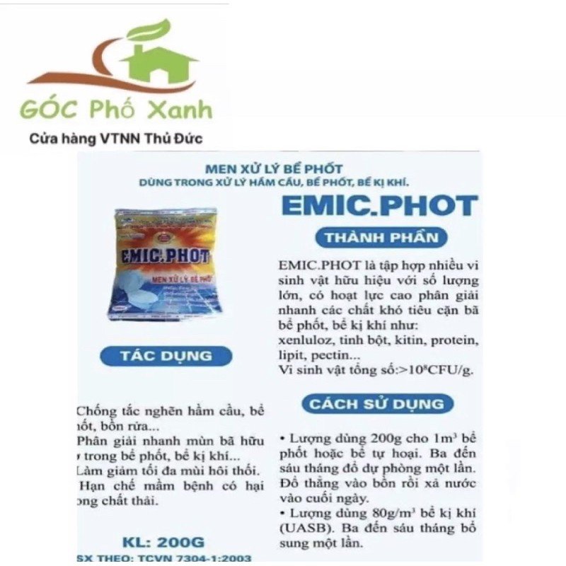 Chế phẩm xử lý bể phốt, hầm cầu Emic.phot gói 200gram