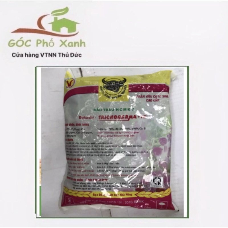 Phân Hữu Cơ Đầu Trâu HCM K7 Bokashi Trichoderma +Te Túi 1kg 2