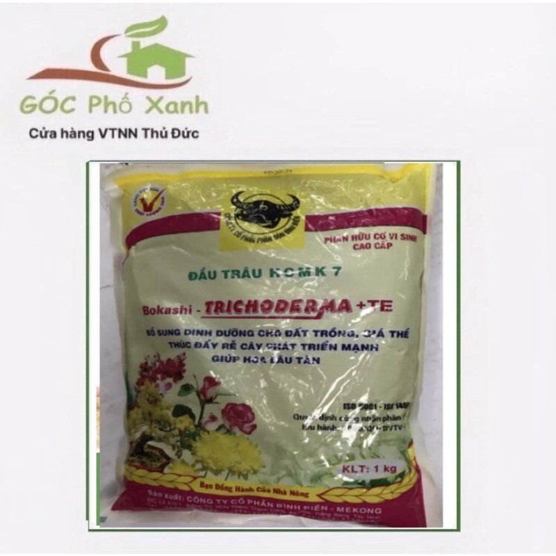 Phân Hữu Cơ Đầu Trâu HCM K7 Bokashi Trichoderma +Te Túi 1kg